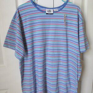 GFC TRADING CO. Blue Stripe Womans Top Tee Shirt Size 2x Cotton Polyester NWT